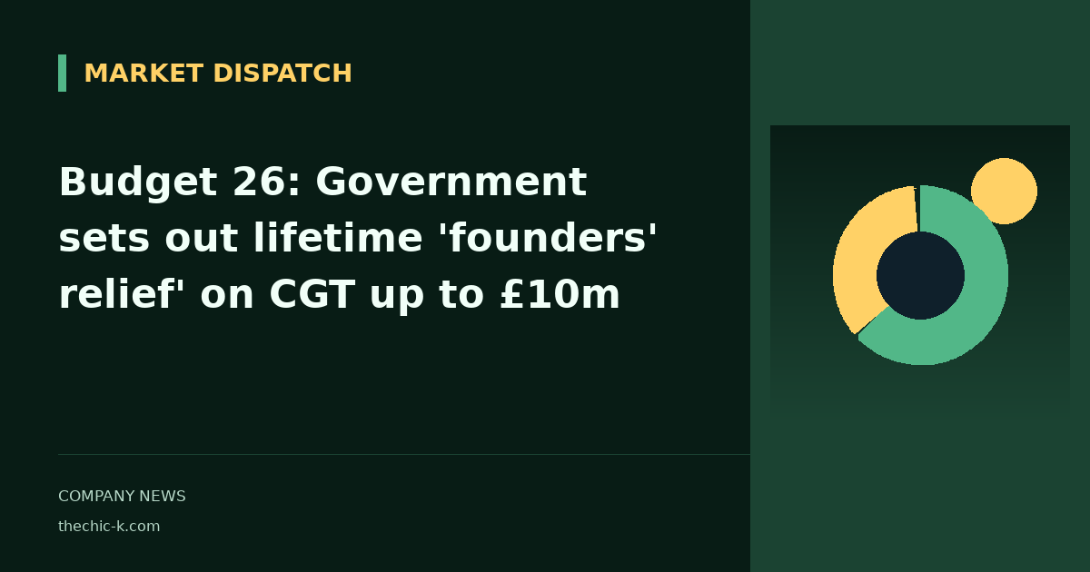 Budget 26: Government sets out lifetime 'founders' relief' on CGT up to £10m